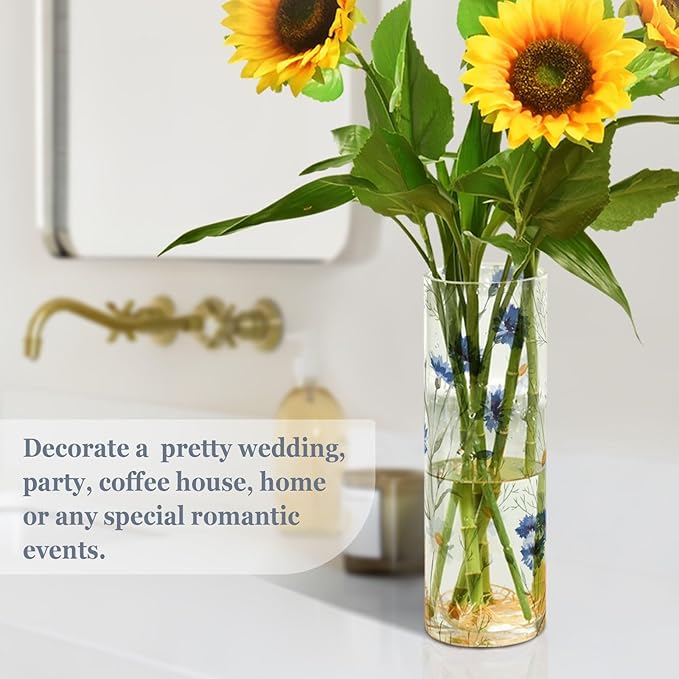 Vase Plastic Vase Elegant Cylinder Flower Vase Shatterproof Decorative Centerpiece for Home Table Office Weddings Events (11.8 x 3.9 in)