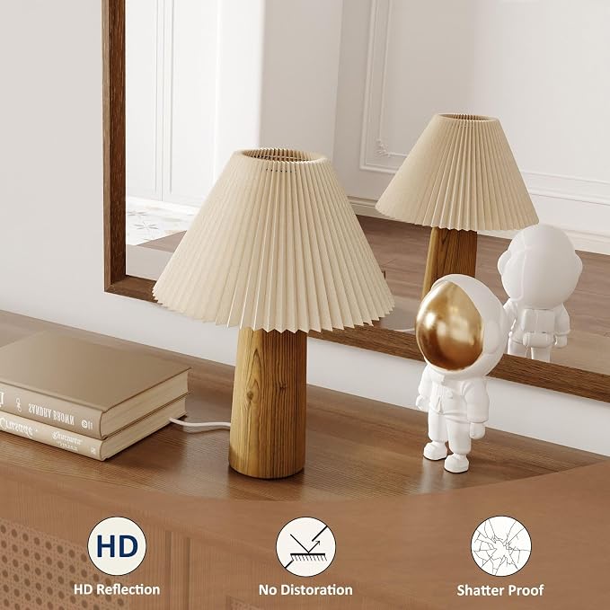 WEER Bathroom Mirror, 36x36 Inch Wall Mirror, Walnut Wood Grain Framed Mirror, Rectangle Vanity Mirror, Tempered Glass, Anti-Rust, Hangs Horizontally or Vertically