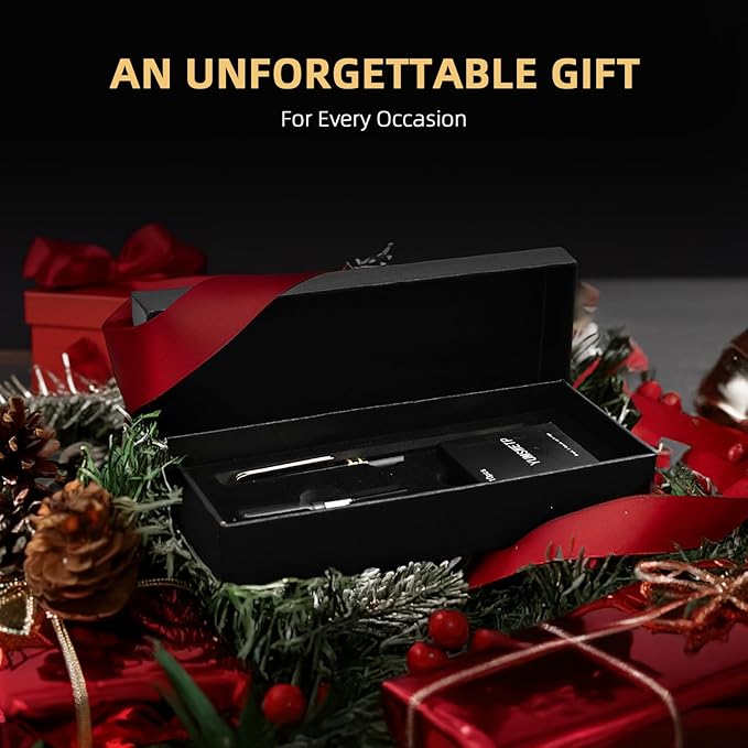 YUMSWETP Luxury Fountain Pen Gift Set For Writing Smooth, Fine Nib, Includes Refillable Ink Converter &10 Black 3.4mm Ink Cartridges Metal Pen,Journaling Fancy Pen