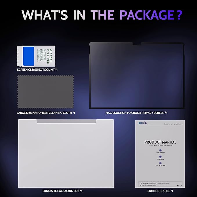 Peslv Privacy Screen for 10.5 Inch Surface Go 4/3/2/1, MagicSuction™ Removable Anti Spy Black Protector, Glare Blue Light Filter for Microsoft Laptop Computer Monitor