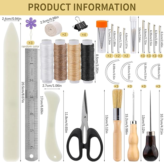 Jupean Book Binding Kits Bookbinding Kits Bookbinding Supplies Book Binding Materials with Bone Folder Tool, Sewing Awl, Webbing Strap, Storage Box