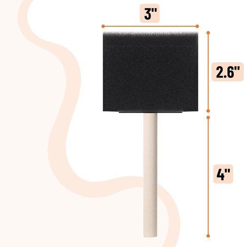 Bates Foam Paint Brushes - 3-Inch Wooden Handle Sponge Brushes for Painting & DIY Projects | 36 Pack