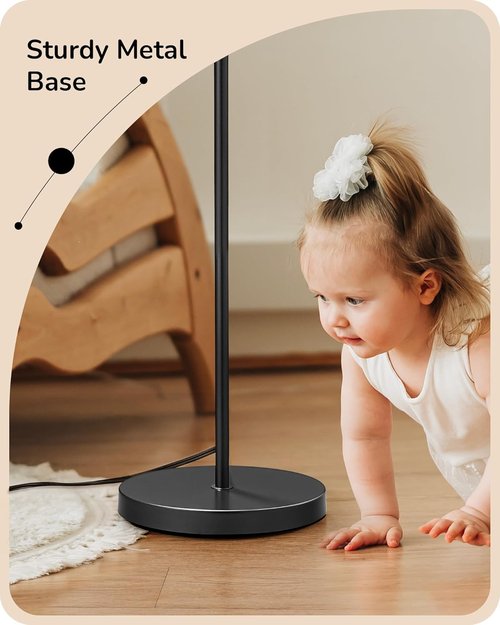EDISHINE Modern Floor Lamp - 64.7" Minimalist Standing Design with Adjustable Linen Shade & 3 Color Temperatures - Blue