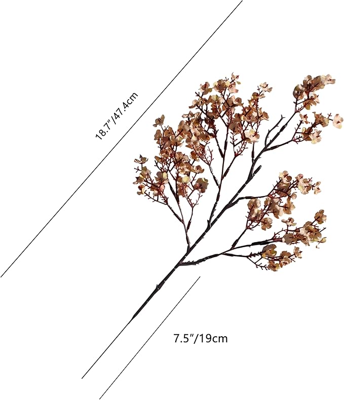 Mandy's Light Brown Artificial Baby’s Breath European Flowers 15 Bundles Silk Gypsophila with Bendable Stems for Fall Thanksgiving & Christmas Centerpiece Wedding Decor and Table Arrangements