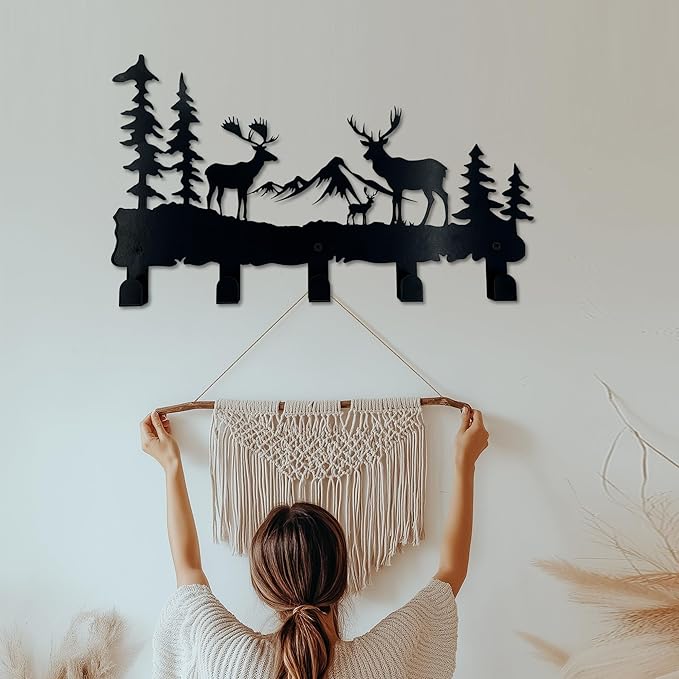 ZORISE Metal Deer Hooks - Moose Design Wall Art Decor and Key Hanger, Clothes, Hat, and Backpack Rack, Home Decor for Entryway, Hallway, Office, Kitchen, and Living Room
