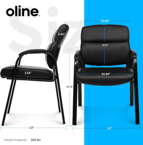 Oline Leather Guest Chair - Padded Arms for Comfort | Black | Big and Tall Executive Office Chair (4 Pack)