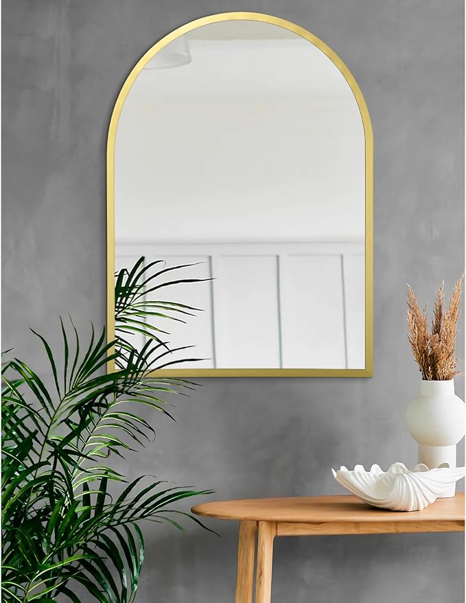 Arched Bathroom Mirror for Wall, Arch Wall Mirror Aluminum Alloy Frame Mirror for Vanity Living Room, Bedroom, Entryway Large 28"x20"