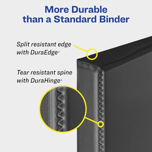 Avery Durable 1" Black 3 Ring Binder - One Touch EZD Rings & Label Holder for Easy Organization