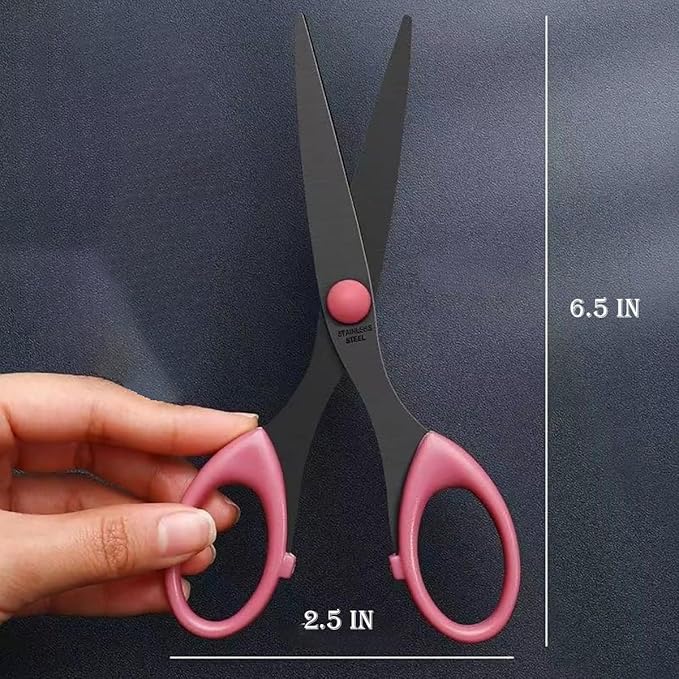 3 Pack 6.5" Multi-Purpose Scissors, Arts and Crafts Scissors,for Office, Home, School and Sewing (Pink)