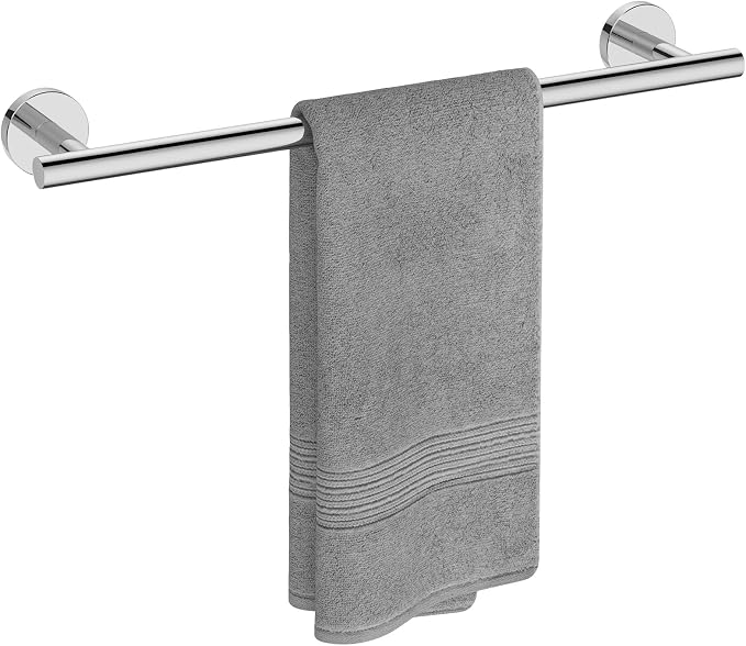 USHOWER Polished Chrome Towel Bar, 18-Inch Towel Racks for Bathroom Wall-Mounted, SUS304 Stainless Steel Towel Rod (Total Length 20-Inch)