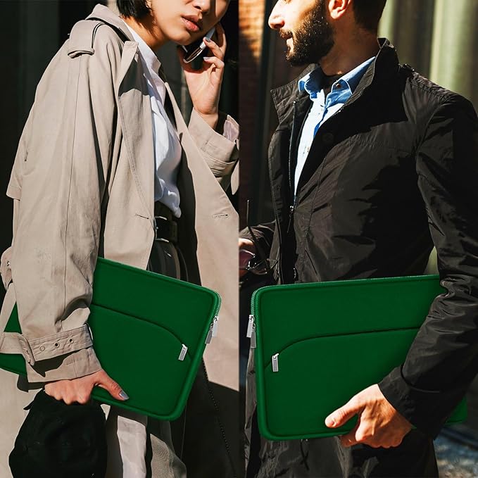 Laptop Case 14 inch, Slim Portable Monitor Protective Cover with Front Pocket, Traveling Computer Carrying Bag Laptop Sleeve Compatible for MacBook Air/Pro, HP, Dell, Lenovo, Acer, Dark Green