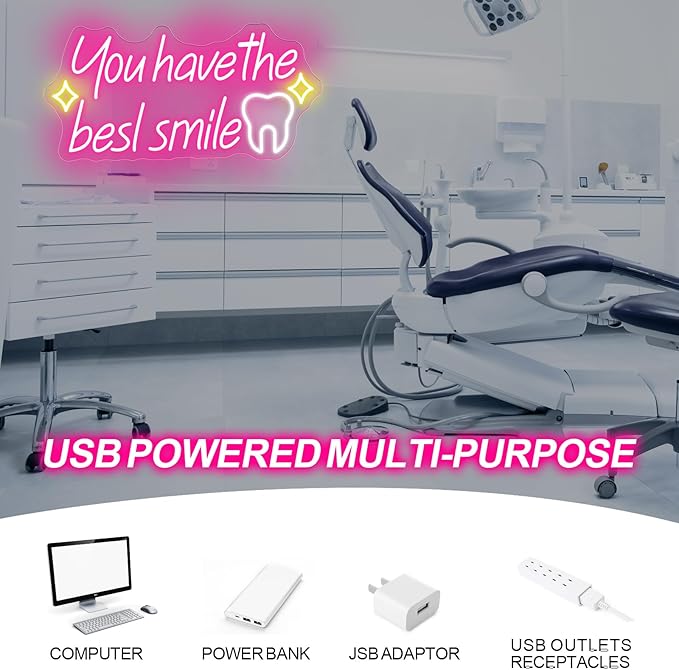 You have the best smile Neon sign, Wall Decor Dimmable Smile Neon Light Business Logo Sign, Dental clinic sign dental neon light, tooth dental care sign, Tooth & Brush Wall Art, Bathroom Wall Decor