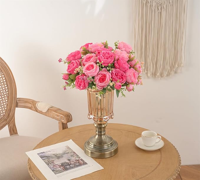 2 Packs Peonies Artificial Flowers, Silk Rose Pink Artificial Peonies Flowers Fake Peonies Faux Peonies Bouquet for Centerpiece Table Wedding Party Home Decor (2, Rose Red & Pink)