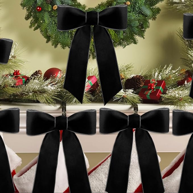 10 Yards Black Velvet Ribbon 1 1/2 Inch for Christmas Tree,Velvet Christmas Ribbon for Gift Wrapping Crafts Bow Wreath Holiday Decorations (Black)