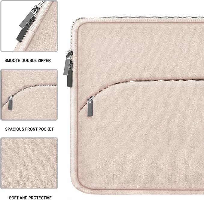 Laptop Case 13.3 inch, Portable Monitor Protective Laptop Sleeve with Front Pocket Computer Bag Compatible with MacBook Air Pro 13.3 inch 14 inch, Dell, HP, Light Pink