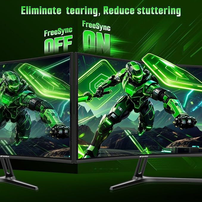 SANSUI 27 Inch Curved Gaming Monitor 240Hz, 2K WQHD 1500R Curved Computer Monitor, 120% sRGB, MPRT 1ms, Freesync, HDR, VESA(100 * 100mm),HDMI*2, DP1.4 * 2(DP Cable Included)