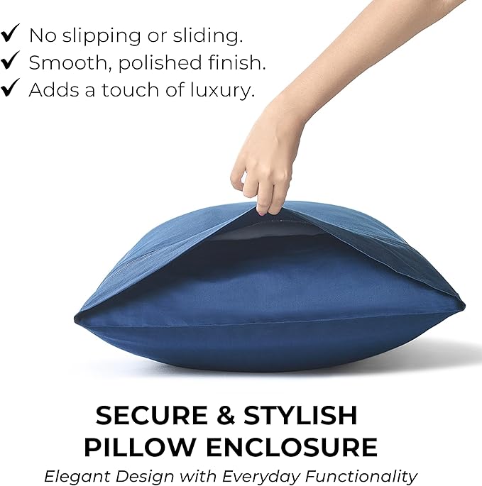 100% Natural Cotton Sheets Queen Size Bed Set | 500 TC Single-Ply Sateen Weave | Soft, Breathable, Hypoallergenic Solid 4-Piece Bedding with Deep Pocket Fitted, Flat, Pillowcase |Navy Blue