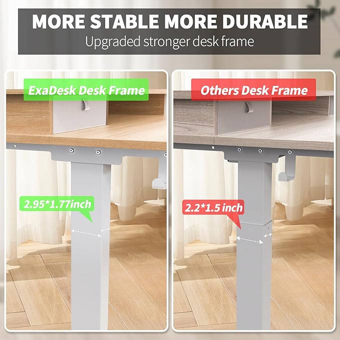 55 * 30 Inches Electric Standing Widened Desk Adjustable Height with 4 Drawers, Double Storage Shelves, Home Office Workstation Sit Stand up Desk (Nature)