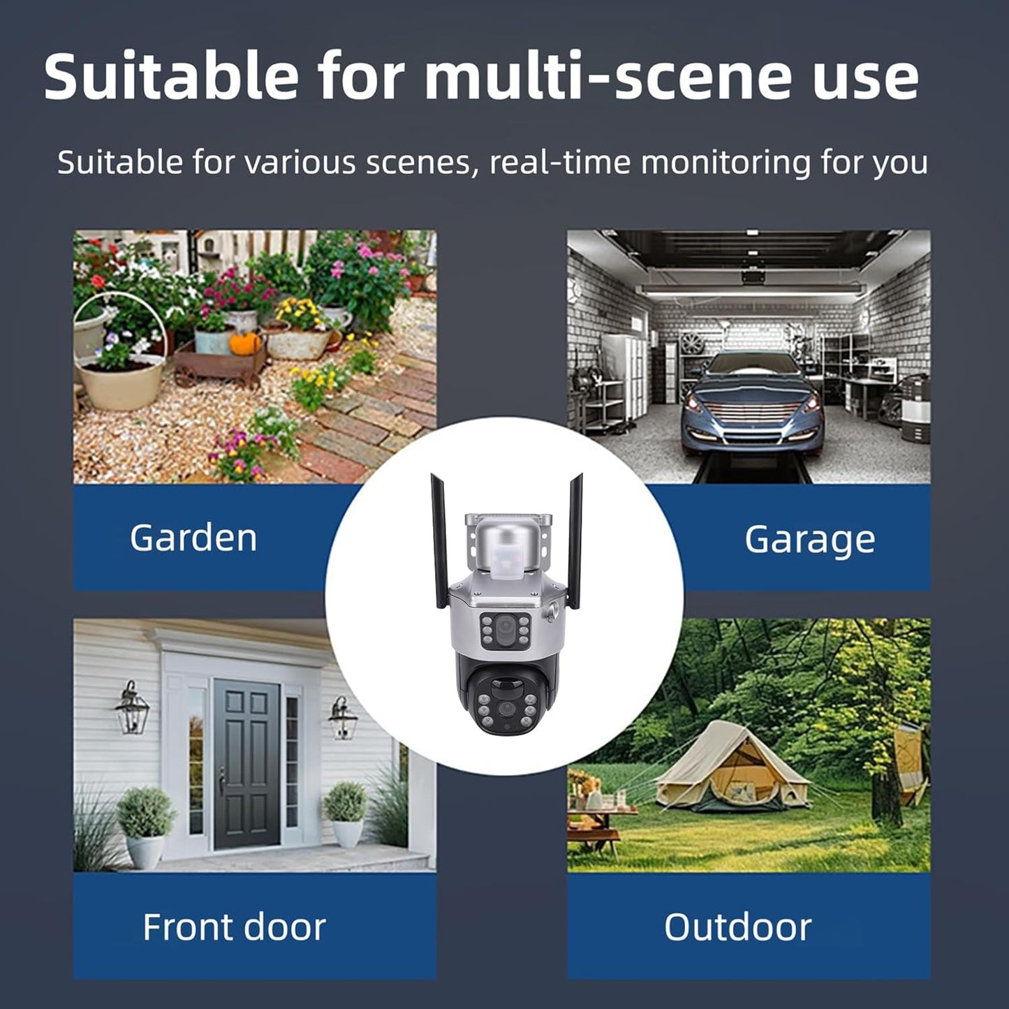 Yoidesu 4G LTE Solar Security Camera - Outdoor Wireless IP66 Dual Lens PTZ with 2K Motion Detection & Two-Way Audio