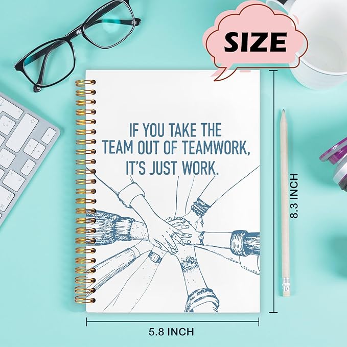 Yhtrg Welcome to the Team Gifts Spiral Notebooks, Gifts for Team Members at Work, Teams Appreciation Gift for Employees, Blue Journal Notebook for Women Men Coworkers, 5.5x8.3 Inch