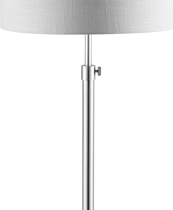 JONATHAN Y 66" Chrome and White Marble Adjustable LED Floor Lamp, Modern Glam Standing Light for Living Room Bedroom, White Linen Shade, Bulb Included (JYL3022C)