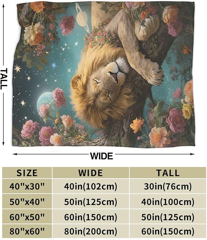 Lion Blanket Lion Throw Blanket Animal Soft Cozy Fleece Fuzzy Stuffed Plush Flannel Gifts for Girls Women Boys Kids Adults 60"X80"