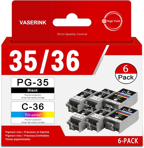 Canon PGI-35/CLI-36 Ink Cartridge Value Pack - 6-Pack Compatible Replacement for PIXMA Printers | 4 Black, 2 Color