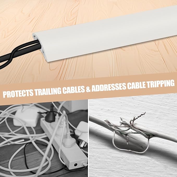 Floor Cord Cover Cable Cavity Self Adhesive Cord Hider Floor Floor Cable Management Power Cord Protector Floor Electric Cord Covers for Offices, Gym, Exhibitions (Beige, 2.36" x 10')