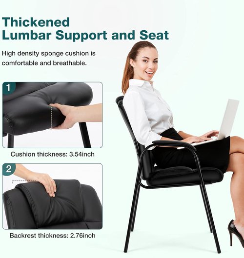 OLIXIS Leather Waiting Room Chairs - Comfortable Office Reception Seating with Padded Arms | Ideal for Clinics & Conferences