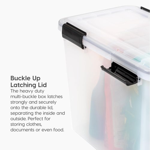 IRIS USA File Box - WeatherPro Organizer for Letter/Legal Documents | Water-Resistant, Durable Lid, 32 Qt.