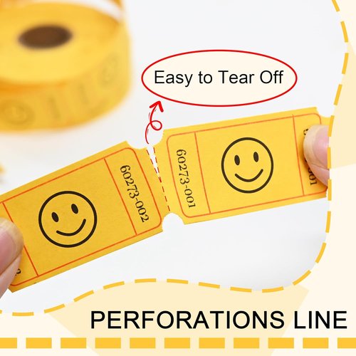 L LIKED Raffle Tickets - Smile Yellow | 500 Count Roll for Events, Prizes & Class Rewards