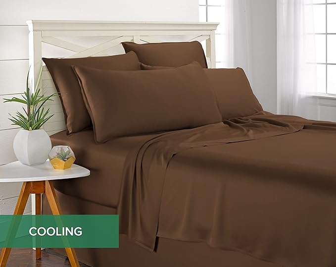 Pure Bamboo Twin Sheets, Genuine 100% Organic Viscose Derived from Bamboo Bed Sheet Set, Luxuriously Soft & Cooling, Double Stitching, 2 Year Quality Promise (Twin, Coconut Husk)