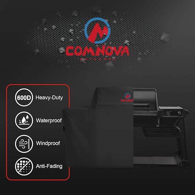 Comnova Grill Cover for Traeger Woodridge Pro - Premium Wood Pellet Smoker Cover for Traeger Waterproof & Heavy Duty, 600D Pellet BBQ Cover for Treager Woodridge Pro and Woodridge Elite (BAC776)