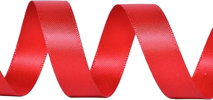 YAMA Red Double Faced Satin Ribbon 1/2 Inch 25 Yards Thin Red Fabric Ribbon for Gift Wrapping Crafts Bows Wedding Party Decoration