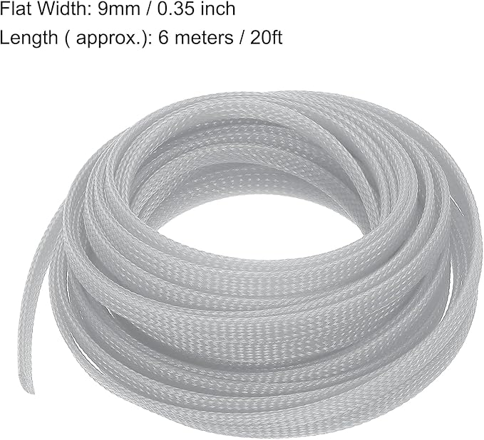uxcell PET Expandable Sleeving 20ft 1/4" Gray Cable Management Sleeve Cord Organizer for Wrap Protect Cable