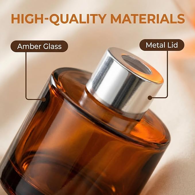 2PCS 50ml/1.6oz Glass Diffuser Bottles, Amber & Brown, Aromatherapy Storage Containers, Fragrance Accessories, DIY Replacement Diffuser Sticks, Home Decor