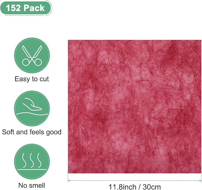 M METERXITY 152-Sheet Korean Cotton Wrapping Flower Paper, 11.8 Inch/ 30cm Waterproof Floral Wrapping Cotton Paper for Bouquets/Gift Packaging [Red]