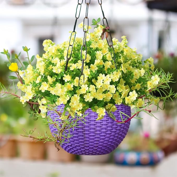 24 Bundles Artificial Flowers for Outdoors No Fade Fake Plants Faux Flowers for Spring Summer Decor, UV Resistant Artificial Outdoor Plants for Outside Planter Porch Balcony Patio Decor - Yellow