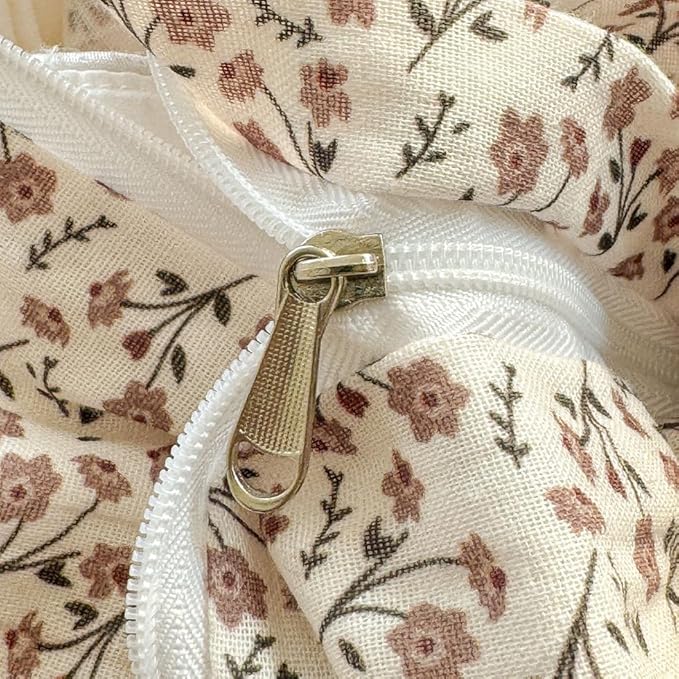 EAVD Chic Garden Small Floral Duvet Cover King Soft 100% Muslin Cotton Feel Gauze Vintage Floral Bedding Set with 2 Pillowcases Cottagecore Botanical Print Duvet Cover with Zipper Closure