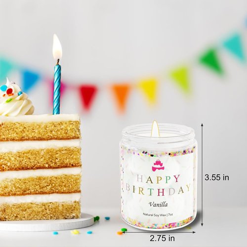 Lihome Happy Birthday Candle - Natural Soy Wax Vanilla Scented Gift for Men, Women, & Friends