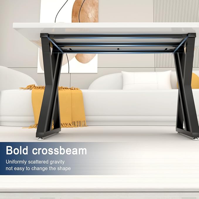 Metal Table Legs 28 inch High, Dining Table Legs with Crossbeams, Heavy Duty Industrial Desk Legs, Modern DIY Desk Legs Suitable for Office, Study, Restaurant, Coffee （BALCK, 39 X 16 X 28 IN)