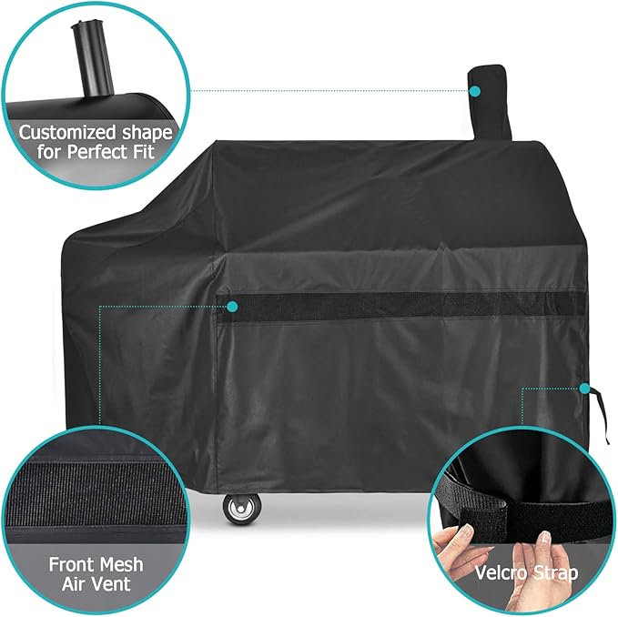 iCOVER Offset Smoker Cover 60 inch Charcoal Pellet Grill Covers Heavy Duty Waterproof 600D BBQ Smokers Protection for Brinkmann for Char-Broil for Weber, Nexgrill, New Braunfels for Oklahoma Joe's