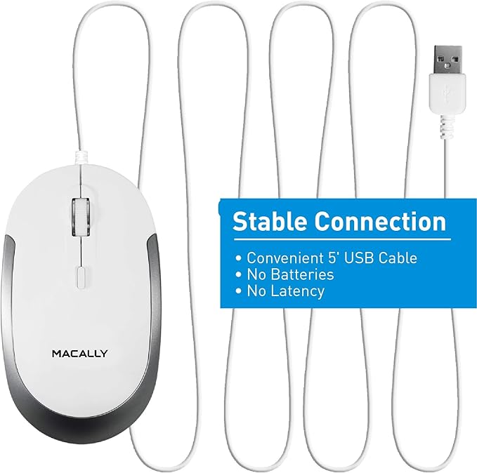 Macally Ultra Slim Wired Computer Keyboard and a Silent Wired Mouse, Ultimate Apple Accessories