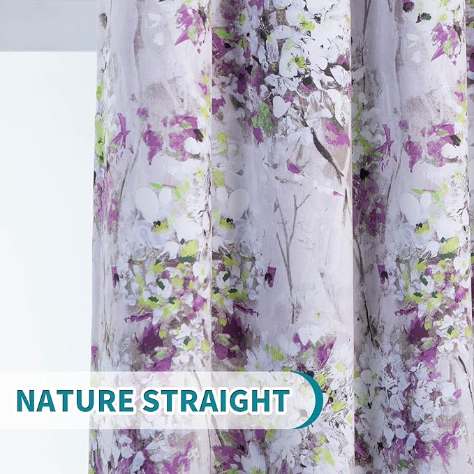 MYSKY HOME Purple Curtains 72 inches Long Thermal Insulated Curtains 2 Panels for Living Room Bedroom Vintage Floral Printed Curtains with Grommet