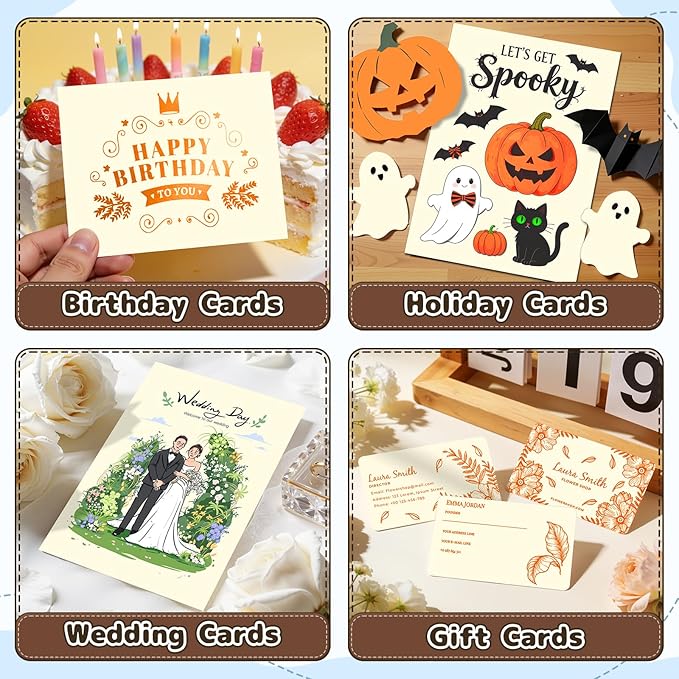 120 Sheets Cardstock 8.5x11, 65lb Cream Card Stock, Cream Construction Paper, 180gsm Thick Printer Paper for Printing, Painting, Card Making, Kids School Supplies,Party Decorations
