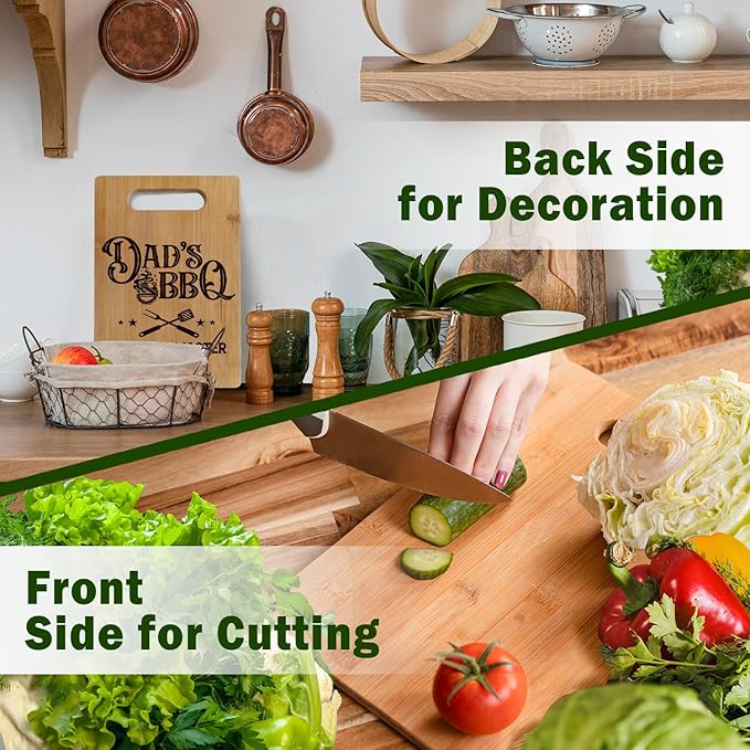 Lacama Best Dad Gifts for Christmas Birthday from Kids, Dad Gifts Cutting Chopping Boards for Kitchen Grill BBQ, Grill Master Gifts for Men Decorative Bamboo Cutting Board
