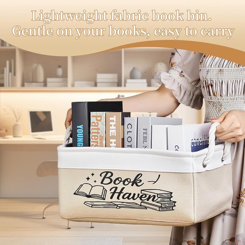 Serinar Book Storage Basket - Reading List Organizer Bin | Perfect Gift for Book Lovers & Students