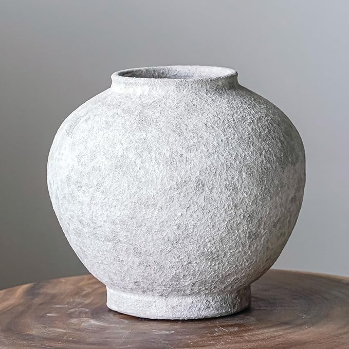 Rustic Terracotta Handle Flower Vase, Height 19.5cm/7.67in Vintage Clay Vases Farmhouse Decor, for Living Room Entryway Table Centerpiece Decor