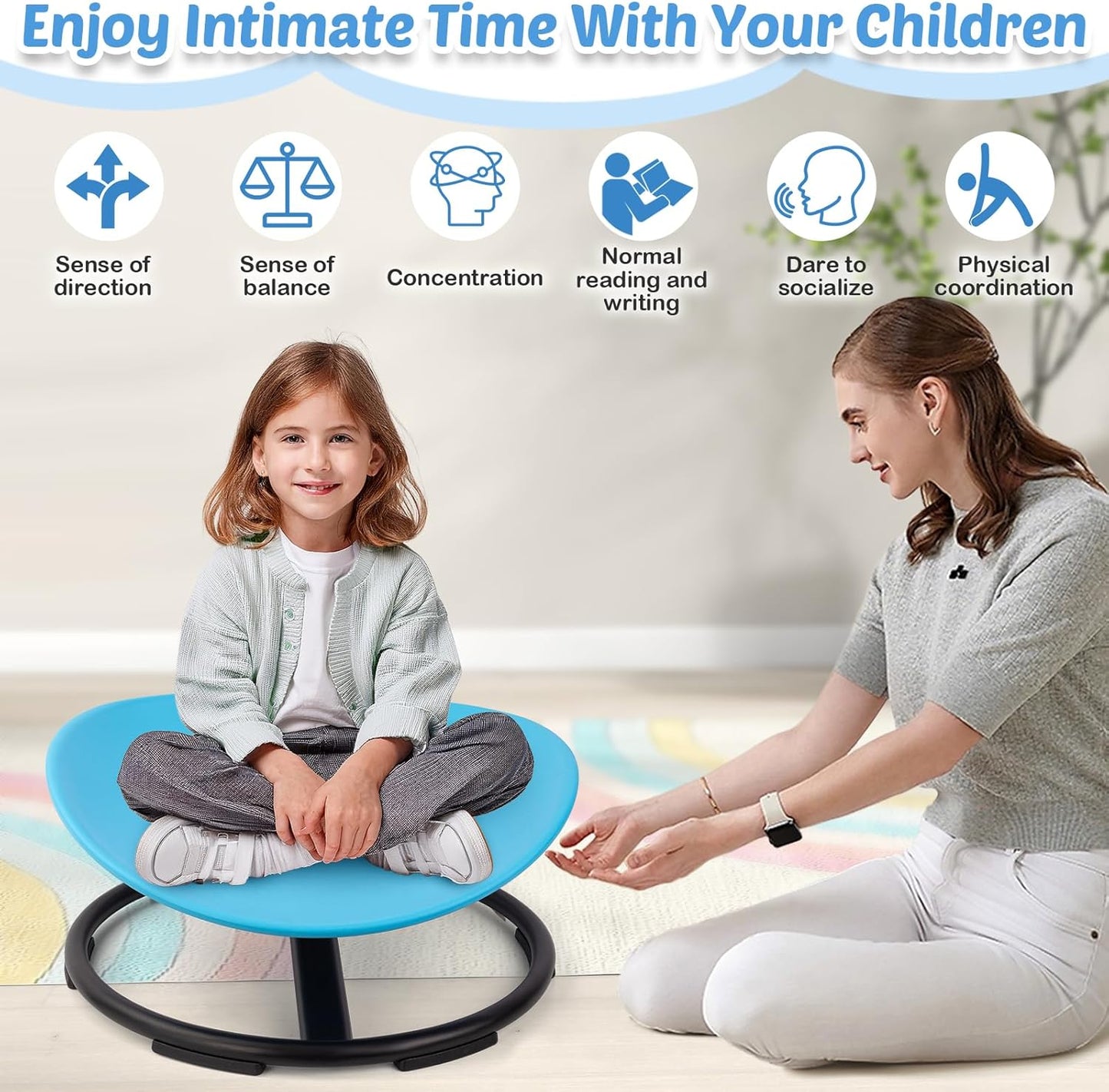 Skiennix Spinning Chair for Autistic Kids - Sensory Toy for Balance & Coordination | Blue