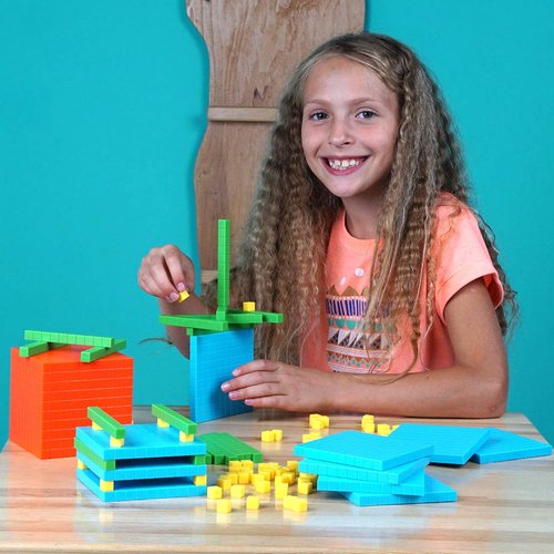 Simply Magic 131 PCS Base Ten Blocks - Engaging Math Manipulatives for K-3 Learning | Counting Cubes & Place Value Tools